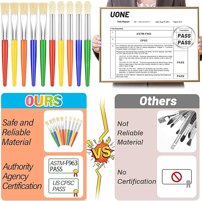 Paint Brushes, Anezus 50 Pcs Kids Paint Brushes Bulk Toddler Paint Brushes Set with Big Round Paint Brush and Large Flat Paint Brushes for Preschool Children Painting Party Supplies