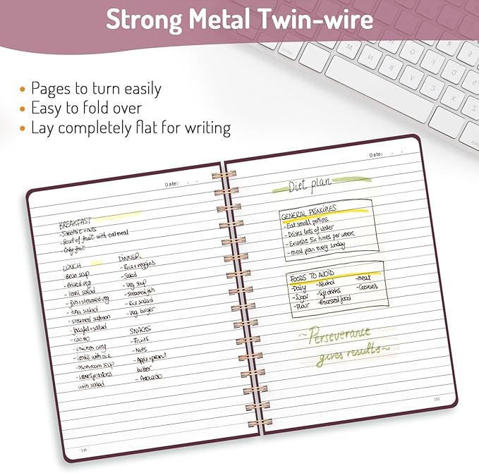 Forvencer Lined Spiral Journal Notebook with 300 Numbered Pages, A5 Thick Journals for Writing with 100GSM Paper, Hardcover Notebooks with Contents for Work, School, Women, Men, Burgundy