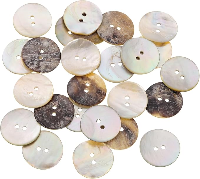 uxcell 25 Pcs Natural Shell Buttons, 2 Hole Mother of Pearl Buttons 23mm Sewing Buttons Sewing Craft Buttons for Shirt Sewing DIY Crafts Decoration, Brown