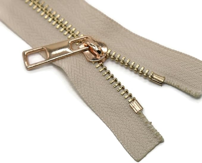 #5 Gold Metal Zipper - 50+ Colors - 3 PCS - (4-14 inches) Sizes - Luxury Lightweight Handcraft Metal Zippers with pulls for Purses Bags Pockets Shoes Sewing & Crafts DIY ZP025712