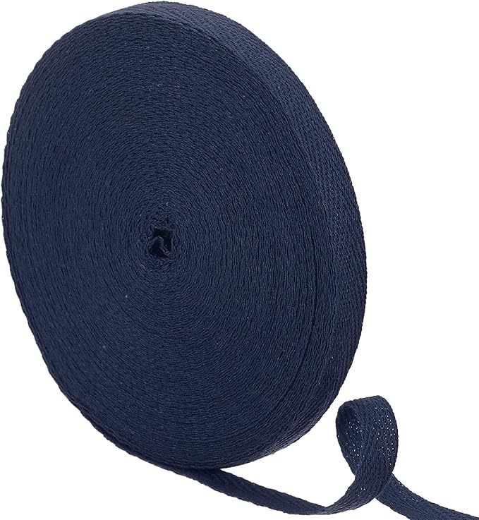 uxcell 23 Yards Cotton Twill Tape, 3/8-inch Herringbone Webbing Ribbon Bias Binding Tapes for Clothes Sewing, DIY Crafting (Dark Blue)