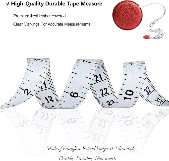 3m/120 Tape Measure Body Measuring Tape for Body Cloth Tape Measure for Sewing Fabric Tailors Medical Measurements Tape Dual Sided Leather Tape Measure Retractable (Red, 1 Pack)