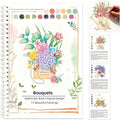 Watercolor Workbook, 15 Different Patterns of Original DIY Paintings for Water Color Book, 8.7 * 6.7inch, Water Coloring Book for Beginners Adults (Without Palette, Bouquets)