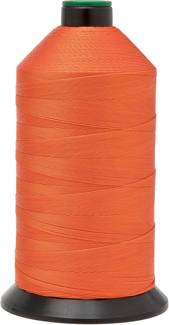 Extra Strong Bonded Nylon Thread #138 Tex135 – 16 OZ, 3000yds, Versatile Stitching Solution for Leather, Upholstery, Canvas Repair and More (Orange)