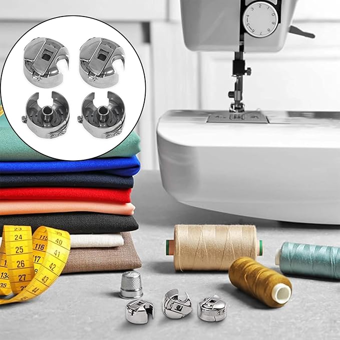 4Pcs Bobbin Case Stainless Steel for Industrial Sewing Machine Single Needle Sewing Machine for Front Loading