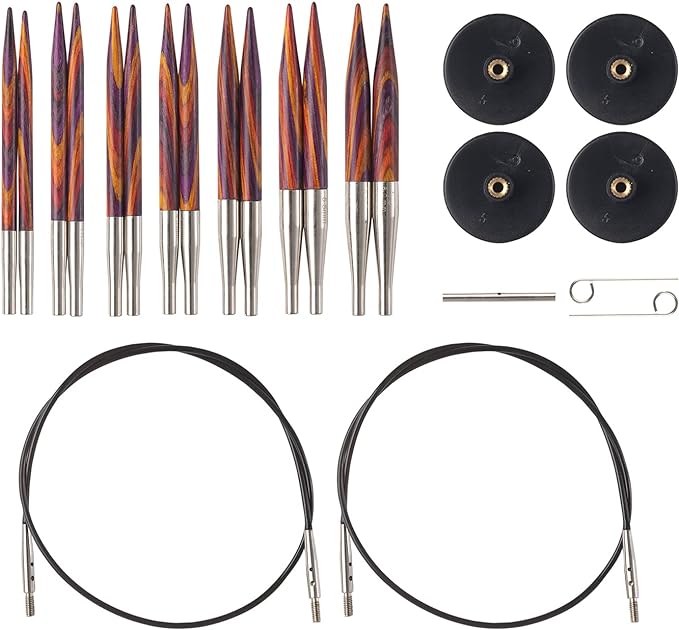 Knit Picks Options 2-3/4" Short Tip Interchangeable Wood Knitting Needle Set (Radiant)