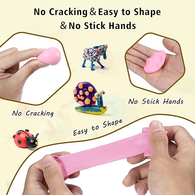 Aestd-ST Polymer Clay 60 Colors, Modeling Clays for Kids DIY Starter Kits, Oven Baked Model Clay, Non-Sticky,with Sculpting Tools, Holiday Gift for Children and Artists.