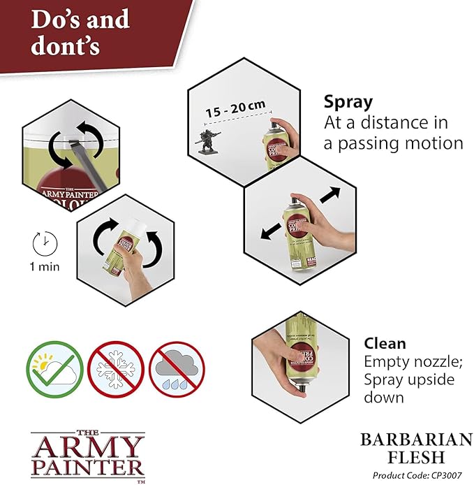 The Army Painter Colour Primer Barbarian Flesh, 400 mL Acrylic Spray Primer, Spray Paint Basecoat for Miniature Priming, Tabletop Roleplaying, Boardgames, and Wargames Miniature Modelling