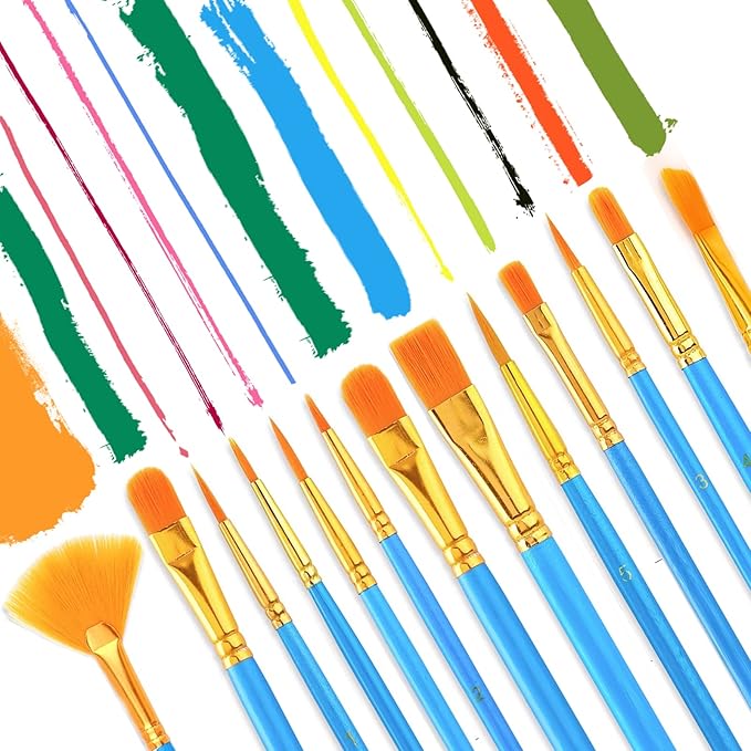 AROIC Acrylic Painting Brush Set, 10 Packs / 120 Pcs, Nylon Brush Head, Suitable for Oil and Watercolor, Perfect Suit of Art Painting, Best Present for Painting Enthusiasts.