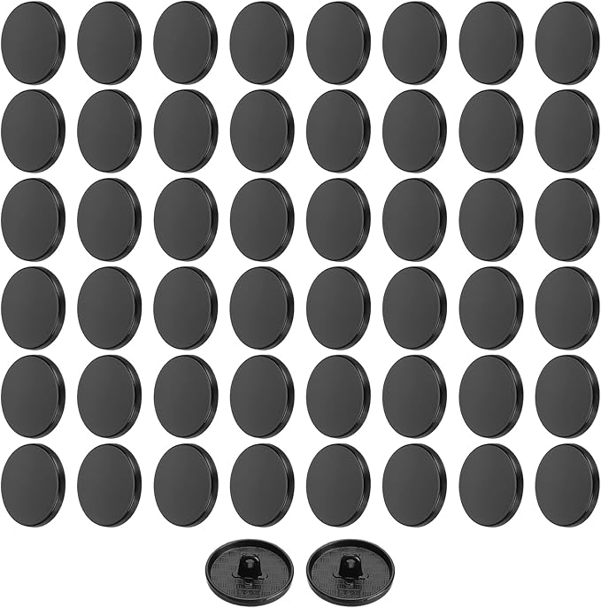 HARFINGTON 50pcs 36L Metal Round Flat Sewing Buttons 23mm Alloy Shank Craft Replacement Button for Men Women Suit Woolen Coat Shirt Trousers Sewing Crafts, Matt Black