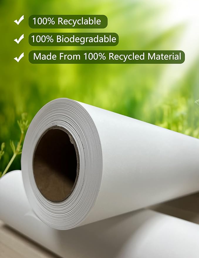 Kraft Paper Roll 24" x 98ft, White Craft Paper 80GMS for Gift Package/Bouquet Flower Wrapping/Kids Arts Drawing/Bulletin Board/DIY/Box Moving Filler/Shipping Supplies/Table Cover, Unwaxed & Uncoated