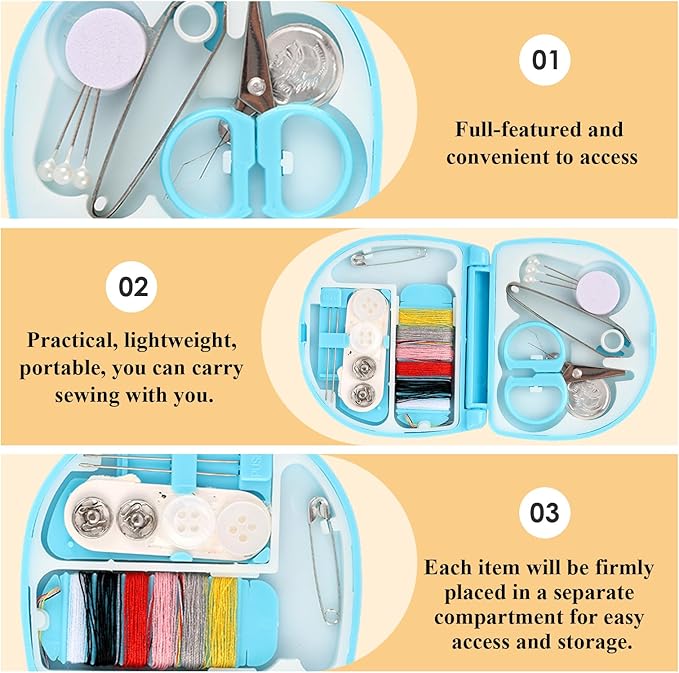 RJLCTH 4 Pcs Mini Sewing Kit Travel Size, Portable Emergency Sewing Kit for Beginners Brides Travelers DIY Clothing Repairs, Thread Needle Scissors Set, Yellow Pink Green Blue