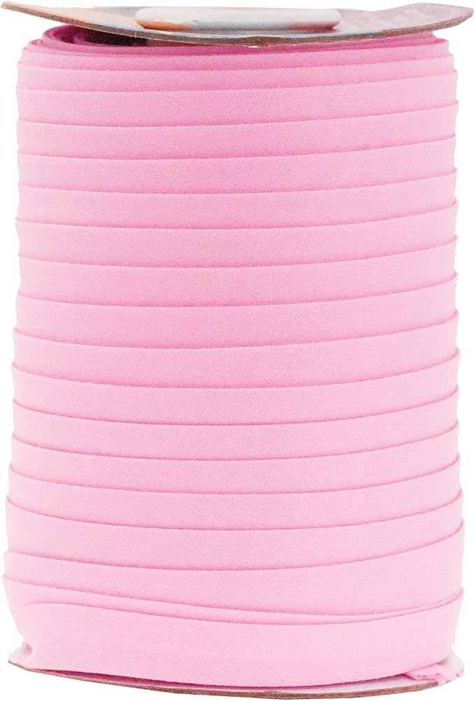 Mandala Crafts 55 Yards 1/2 Inch Pink Double Fold Bias Tape for Sewing - Bias Binding Tape for Quilting Binding, Hemming, Seam, and Fabric Piping