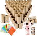 120-Pack Kraft Cardboard Tubes for Crafts-1.57x3.74 Inches&1.5x3.4 Inches-Resistant Toilet Paper Rolls for DIY, School Supplies & Art Projects-Include 50 Sheets A4 Colorful Paper-Brown