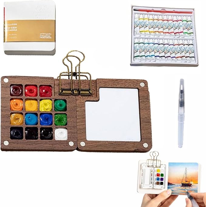 Watercolor Kit, Watercolor Set, Mini Watercolors Set, Pocket Artist Watercolors Travel Sets, Travel Water Color Kit