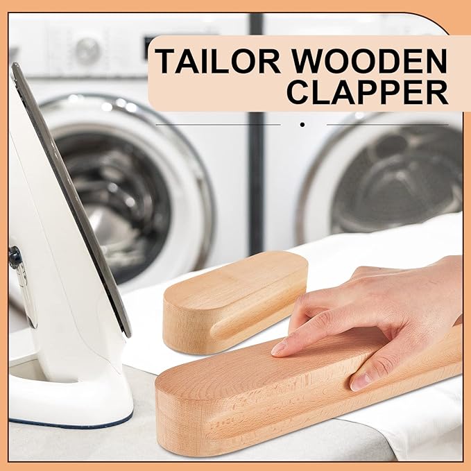 2 Pcs Beech Wood Tailors Clapper Wooden Clapper Sewing Tool Steam Iron Tailor Wooden Clapper for Sewing Quilting Ironing (7 Inch and 12 Inch)