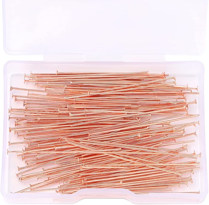 Rose Gold Plated Flat Head Pins Non Tarnish 40mm 150pcs for Jewelry Making Findings