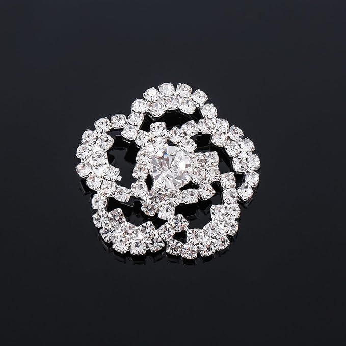 4Pcs Sliver Rhinestone Buttons Crystal Embellishments for Clothing Jewelry Making DIY Decoration Bottons for Sewing Crafts Wedding Bridal (silver-03)