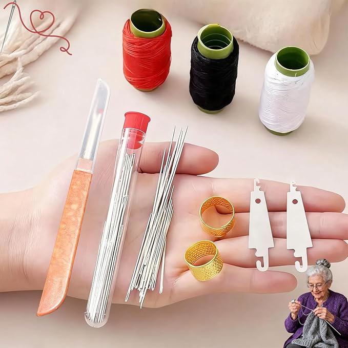 34PCS Big Eye Steel Sewing Needles Kit, Steel Needle Sewing Kit, Stainless Steel Sewing Needles, Steels Needles for Hand Sewing, Portable DIY Handcraft Set, Suitable for Handicraft Enthusiasts