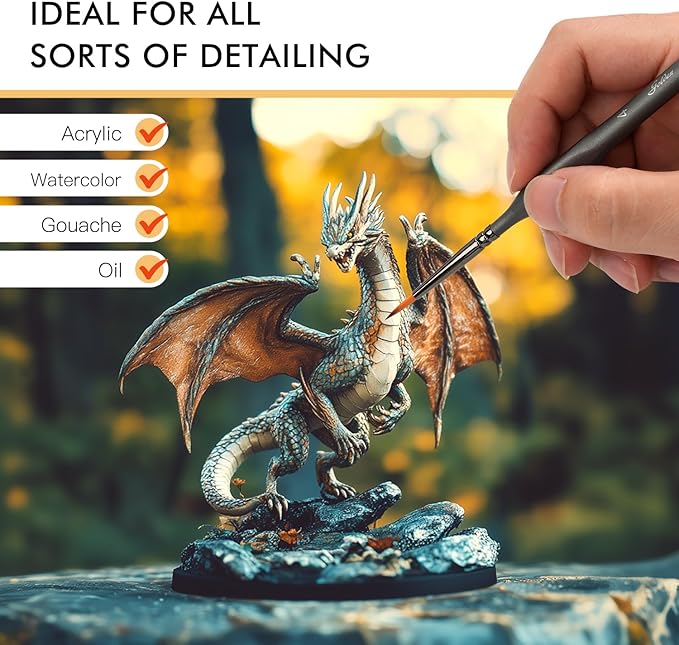 Detailing Paint Brush Set-Golden Maple 13pcs Miniature Paint Brushes Set for Fine Detail Paint, Acrylic Painting, Watercolor, Oil, Models