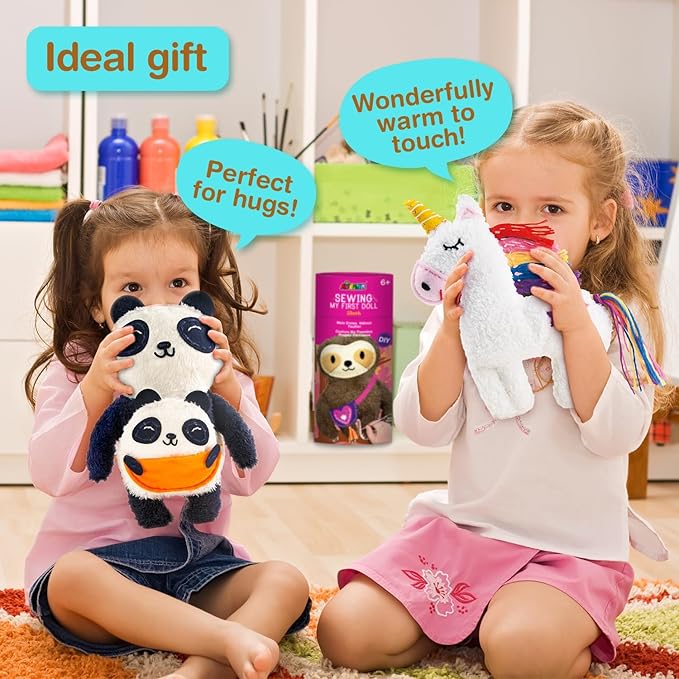 Avenir My First Sewing Kit for Beginner Ages 6+ I Premium Plush Big DIY Animals I Child-Safe Tools for Easy Crafting Fun I Motor Skills & Wiggle Stuff Stitching Creativity I Skill Gift for Boys & Girl