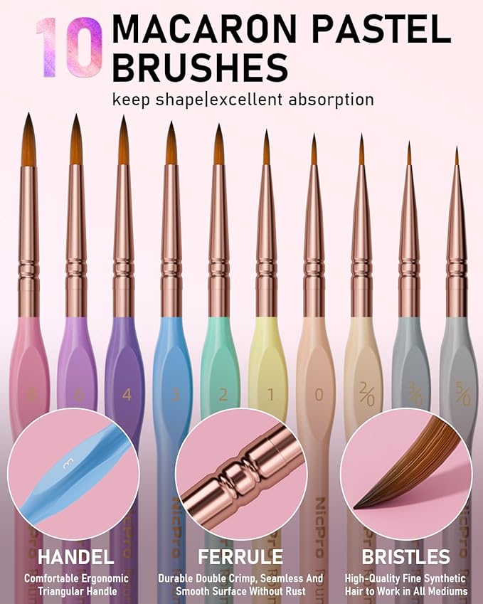 Nicpro 50 Colors Watercolor Paint Set, Including Metallic & Fluorescent Color, 8PCS Pastel Detail Painting Brush, Water Color Paper, Palette, Art Supplies Kit for Artist Adult Beginner with Gift Box
