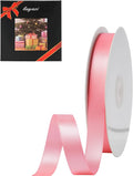 LIUYAXI Pink Satin Ribbon, Double Faced 5/8" X Continuous 25 Yards Ribbons Perfect for Gift Wrapping Bows Bouquet Wedding Craft and More