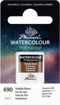 PHOENIX Professional Watercolor Paint - Single Watercolor Half Pan - Vandyke Brown 690
