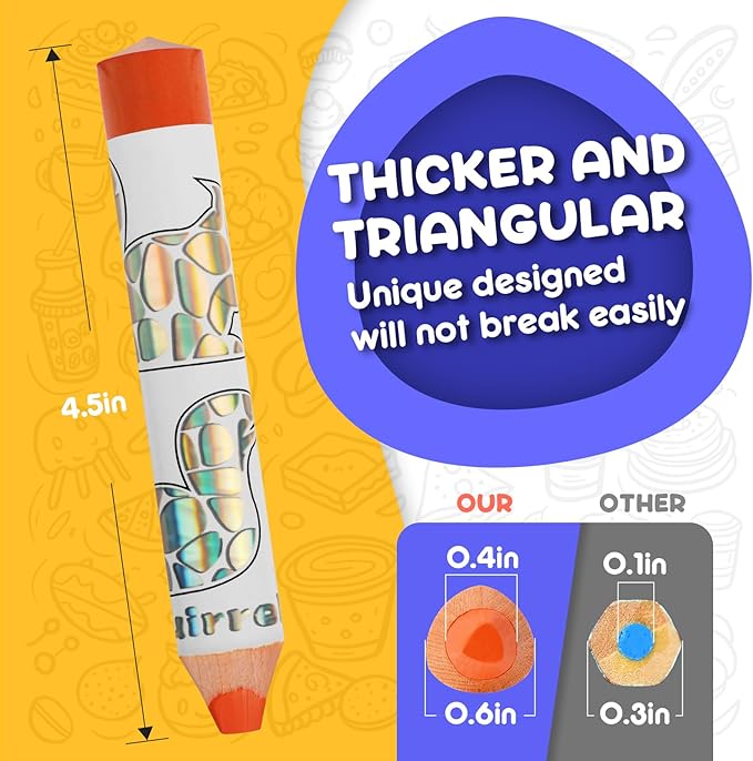 ThEast Stocking Stuffers for Kids, 8 Jumbo Toddlers Colored Pencils, Cute Animal Toddlers Crayons Coloring Pencil with Sharpener, Pre-Sharpened