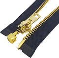 MebuZip #8 27 Inch Gold Teeth Separating Jacket Zipper Right Handed Zipper Heavy Duty Metal Zippers for Men's Jackets Coats Sewing (27" RH)