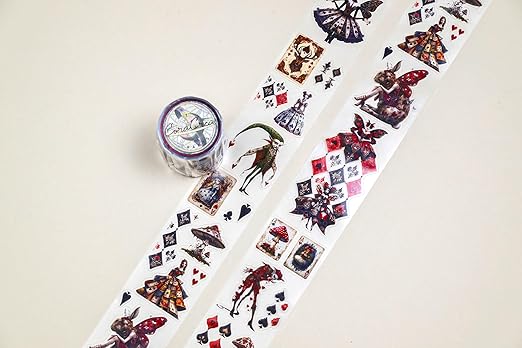 Alice’s Dark Fairies Transparent Washi Tape 4x5 cm – Decorative Scrapbooking Craft Adhesive Roll with Gothic Fairy Art, Fantasy Illustration Design for Journals, Planners, Cards & DIY Projects