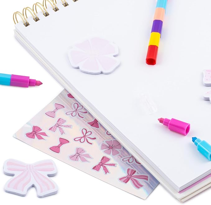 VOTUM Sketch Book: Personalized Artist Sketchbook: Sketching, Drawing and Creative Doodling. Notebook and Sketchbook to Draw and Journal with Stickers and Markers (Bows)