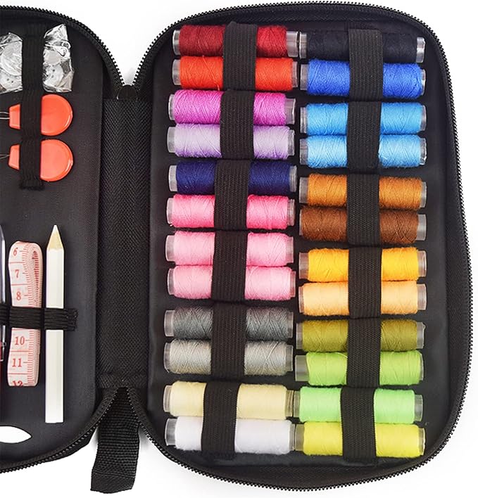 90PCS Sewing Kit, Portable Sewing Supplies Needles Scissors Thread Storage Box Patching Tools Kits