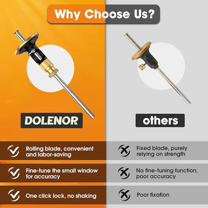 Wheel Marking Gauge Knife Woodworking, Scribe Tool Woodworking, Adjustable 0-12cm, Aluminum & Brass Options, for Parallel Lines, Dovetail Joints & Professional Carpentry (Brass with Fine Adjustment)