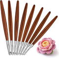 Lunarm 8 Pack Crochet Hooks Set, Ergonomic Aluminum Crochet Hooks with Wood Handle for Arthritic Hands DIY Craft Knitting Dolls, Bouquets, Blankets, Hats, Gloves from Various Yarns - Size 3mm-7mm