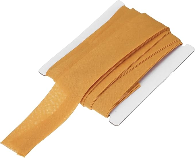MECCANIXITY 1 Inch Double Fold Bias Tape Continuous Bulk Cotton Bias Tape for Sewing Seaming Quilting Hemming Binding Crafts (Dark Yellow 6 Yards)