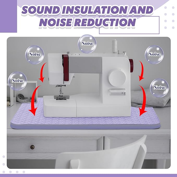 2 Pcs Sewing Machine Muffling Mat Pedal Sewing Mat Reduce Vibrations Noise No Slip Machine Accessories for Quilting(15'' X 20'' and 9'' X 14'',Lavender Purple)