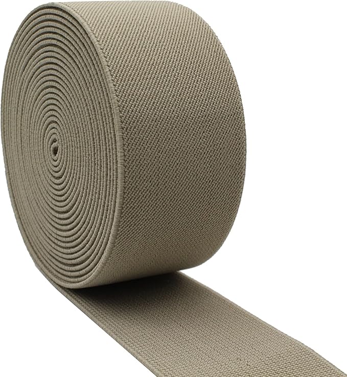 Dortrue 2 Inch 5 Yards Grey Sewing Elastic Band Heavy Stretch High Elasticity Elastic Spool for Sewing Pants Waistband, Straps, Craft DIY Projects