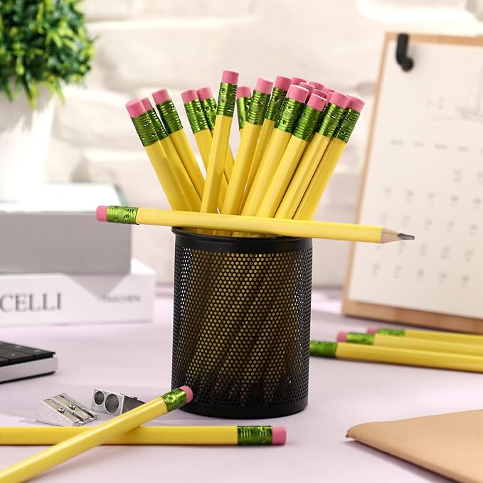 Fainne 102 Pcs Bulk Thick Jumbo Graphite Pencils Set 96 Fat Giant Large Pencils and 6 Sharpeners Enhanced Grip for Art Drafting Writing Drawing Office and Home Use(Yellow,Triangle)
