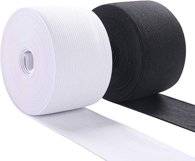 Elastic Band for Sewing 1-1/2 Inch Wide Elastic Fabric Band Stretch High Elasticity Knit Elastic Band for Pants 10 Yard (5 Yard White,5 Yard Black)