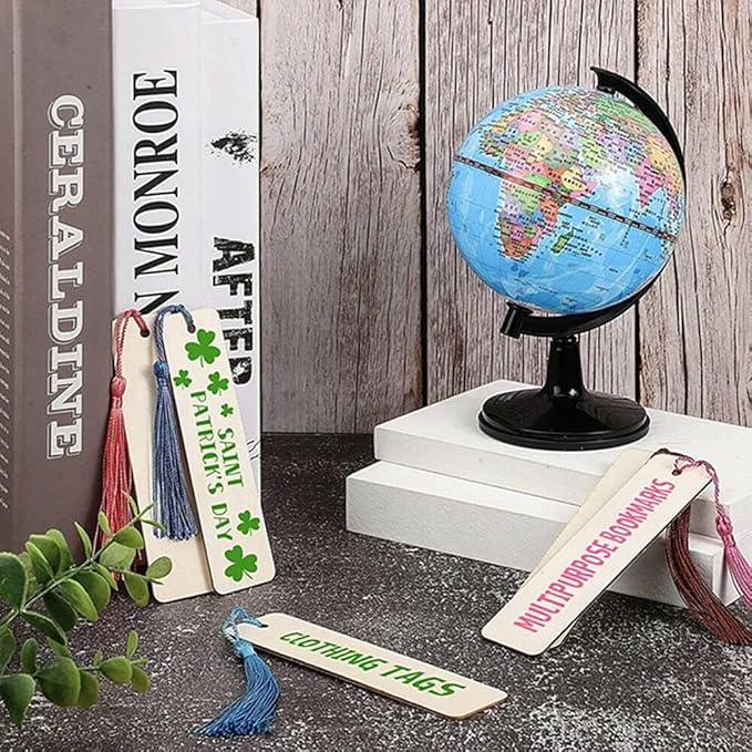 50 Pcs Wooden Slices Rectangle-Shaped Blank Name Tags Wine Tag Have Hole Unfinished Wood Cutout Labels Art Craft Pieces for Wedding Party Christmas DIY Projects Card Making