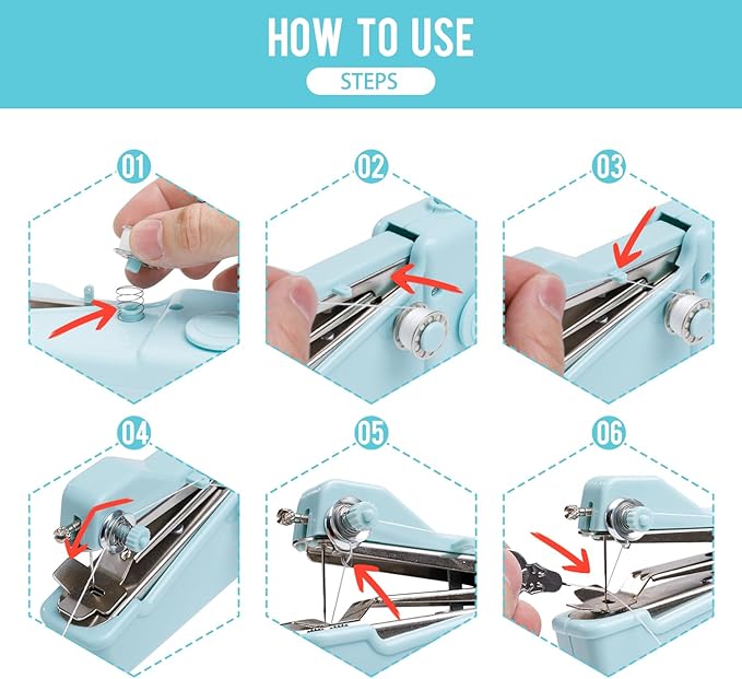 Handheld Sewing Machine CS101,Sewing Machines for Beginners,Portable Electric Mini and Samll Hand Held Sewing Machines Kit for Adults and Kids Blue Set