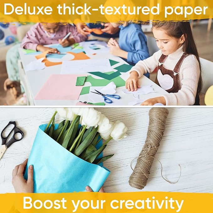 USA Made 18" x 1200" Light Blue Paper Roll, 45 lbs Thickness, American Quality Colored Kraft Paper for School, Bulletin Board, Arts & Crafts - Non-Toxic, Odorless, Safe for Kids