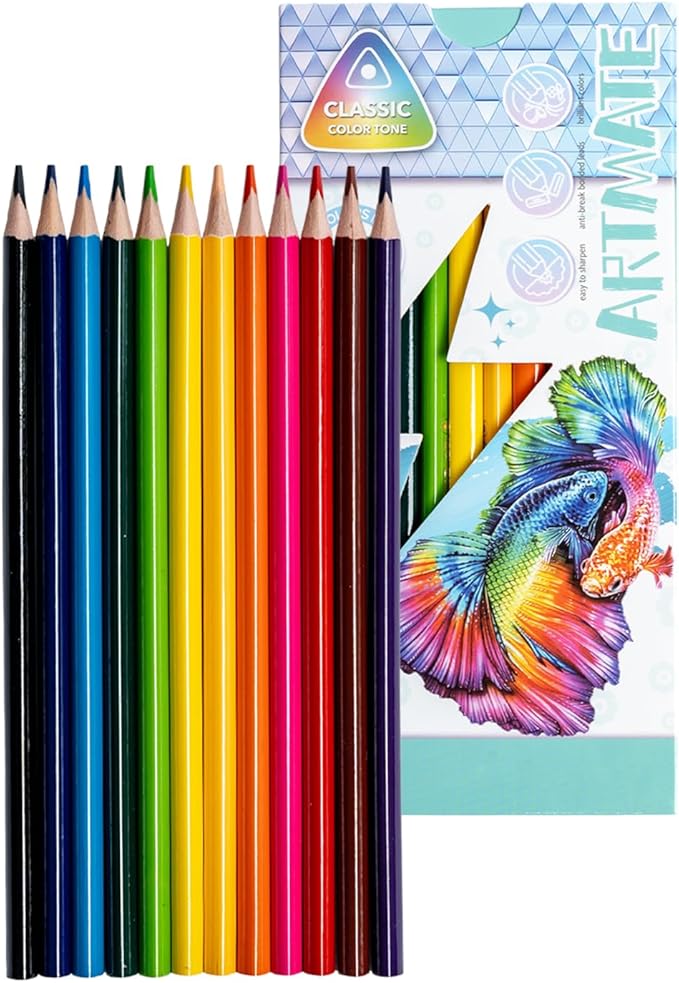 Colored Pencils Set, Neon, Pastel, Classic, Metallic, Skin Tone, Pre-Sharpened Coloring Pencils for Adults, Kids Beginners, Drawing, Sketching, Shading, Blending, Art Supplies (Classic Color)