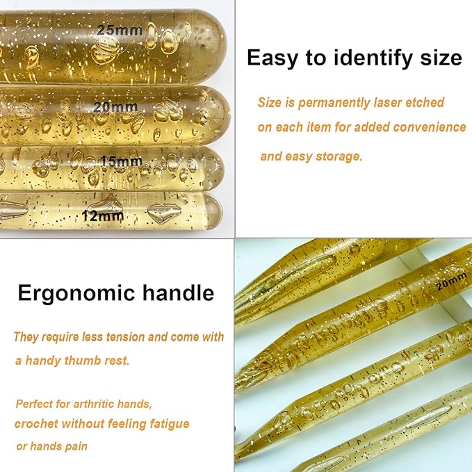 Mdoker Huge Crochet Hook Set Size 12mm(O)/15mm(P/Q)/20mm(S)/25mm(U) Large Crochet Hooks Needles for Giant Chunky Yarn Carpet Scarf Bulky Wool Roving Weaving