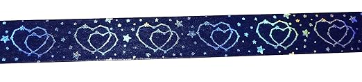 Syntego Blue with Silver Holographic Foil Double Hearts Washi Tape Decorative Masking 15mm x 10 Meters