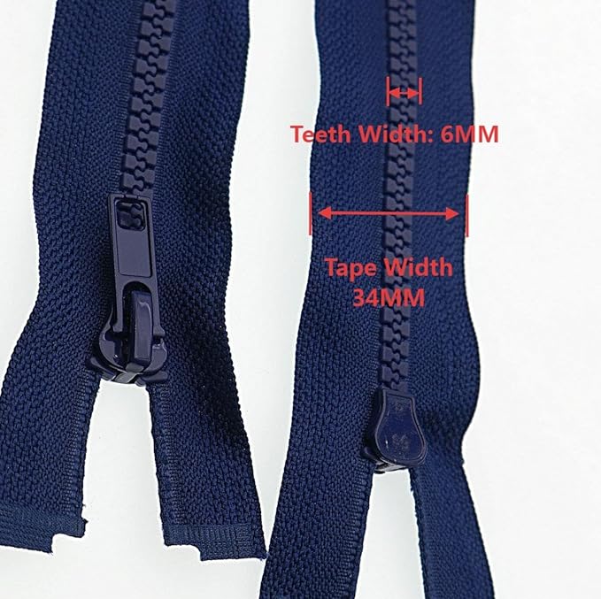 SHUNLI 2PCS #5 26 Inch Separating Jacket Zippers, Navy Blue Molded Plastic Zipper Bulk for Sewing Crafts Coats Bags