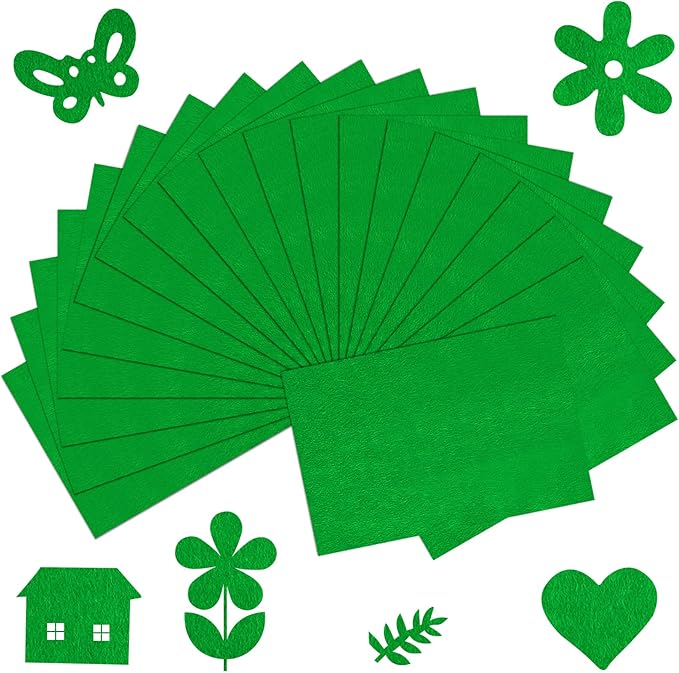 20 Pcs Green Felt Fabric Sheet 8" x 12" Assorted Color Felt Fabric Sheets for Crafts DIY Handcraft Sewing Squares Patchwork Nonwoven