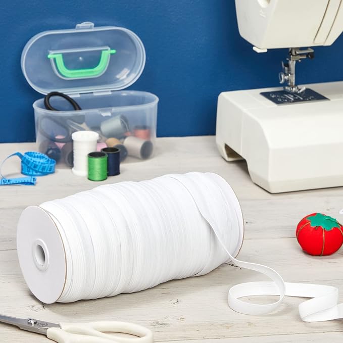 Juvale Elastic Band for Sewing - Half-Inch Knit Band for Waistbands & Half-Inch Elastic for Sewing - Bulk 109-Yard Roll & Craft Supplies - 109 Yds, White