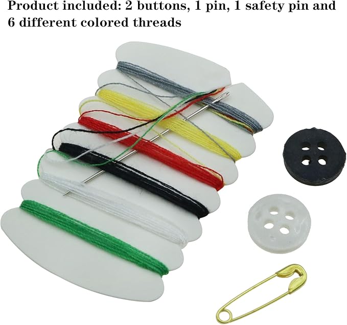safycaby 100 Sets Travel Sewing Kits Individual Sewing Kit Packs Small Portable Sewing Kit Buttons Pins for Hotel Supplies 6 Colors
